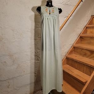 Vintage Gilead Sleeveless Maxi Embroidered Yolk Nightgown